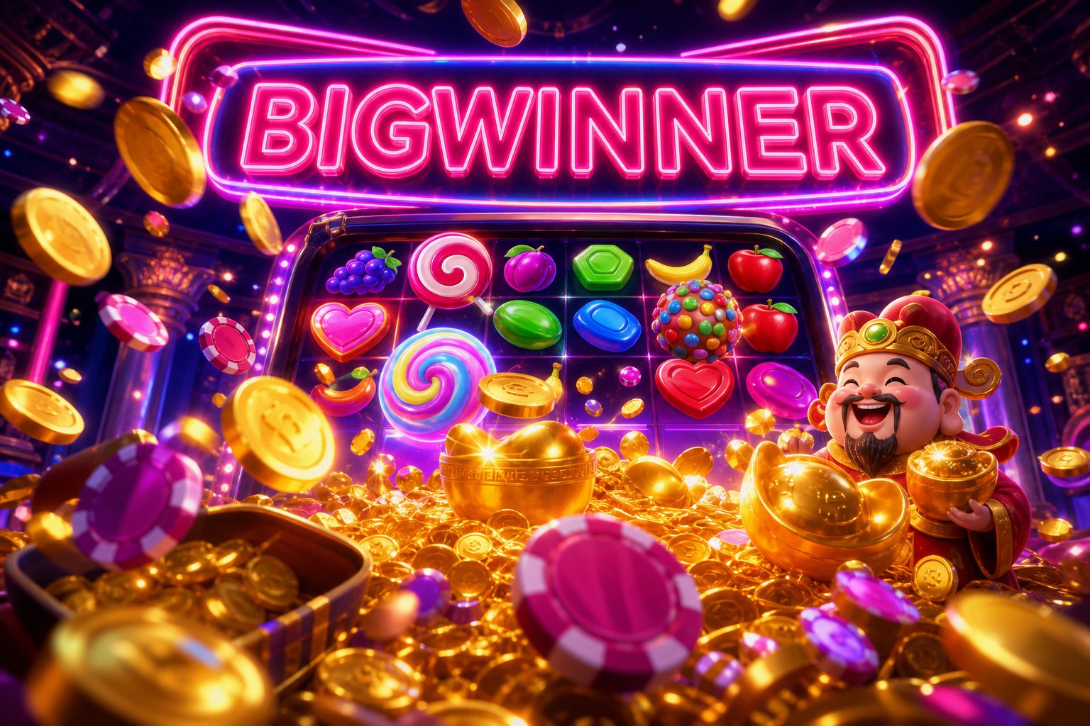 Panel pengaturan taruhan dan informasi saldo pada permainan Fortune Tiger di BIGWINNER