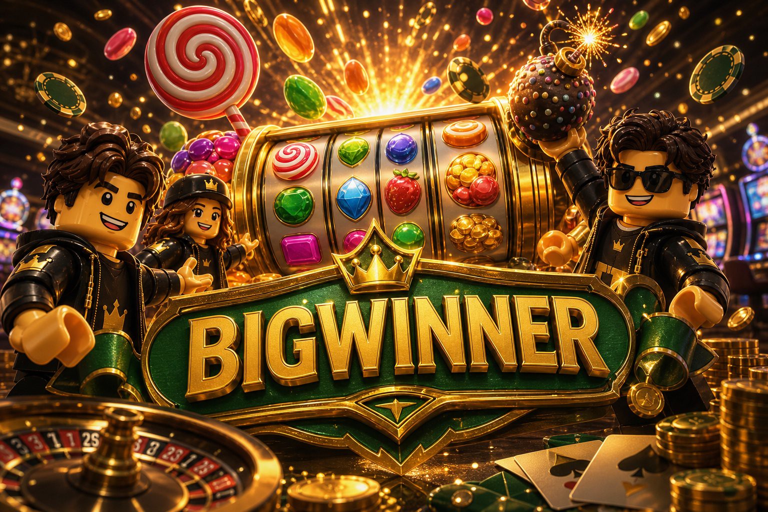 Tampilan gulungan Wolf Gold di BIGWINNER dengan simbol serigala dan tombol putar