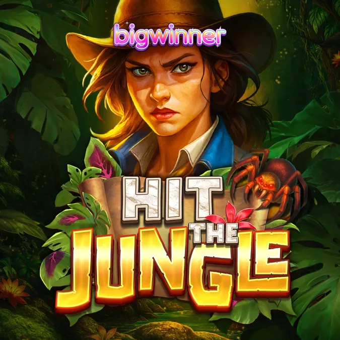 Tampilan visual slot Hit the Jungle dengan nuansa hutan dan simbol misteri
